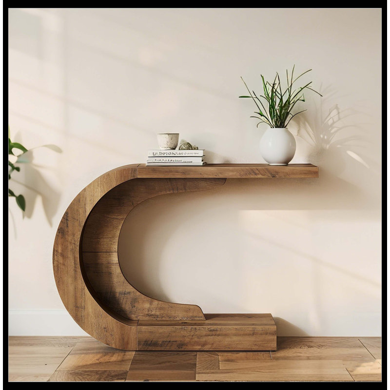 Console de 43 po, table d'appoint moderne en forme de C