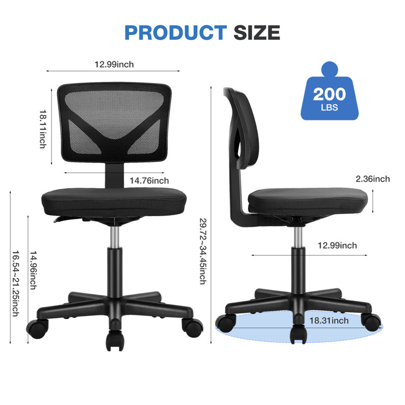Desk and Chair Set: 48 Inch Computer Desk & Height Adjustable Black Mesh Chair, Brown/Black
