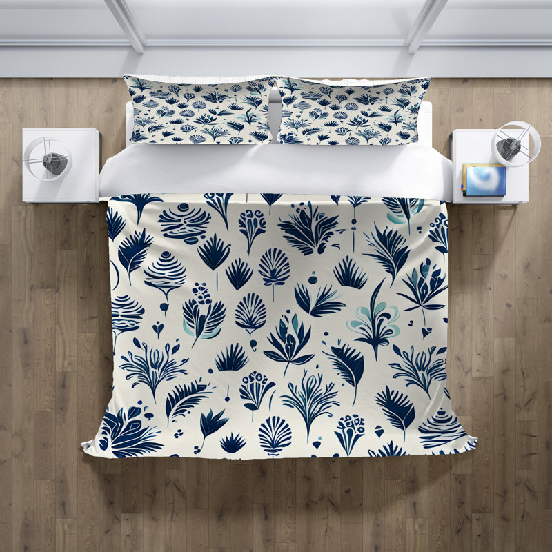 Ensemble de housse de couette en microfibre beige / bleu , Housse de couette pour très grand lit et 2 très
