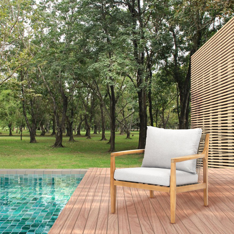 Ensemble de 2 chaises de patio en bois d'acacia avec coussins