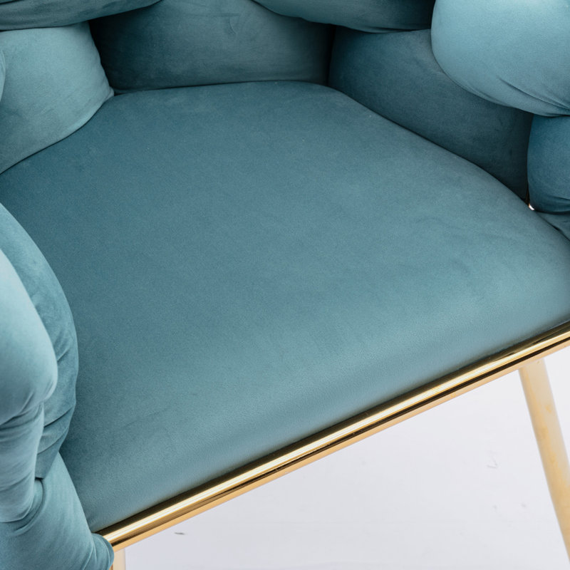 Hummera Upholstered Accent Chair, Blue Velvet, 1