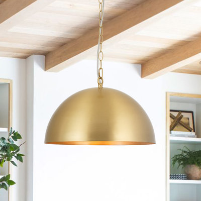 Industrial Retro 1 - Light Brass Metal Dome Pendant