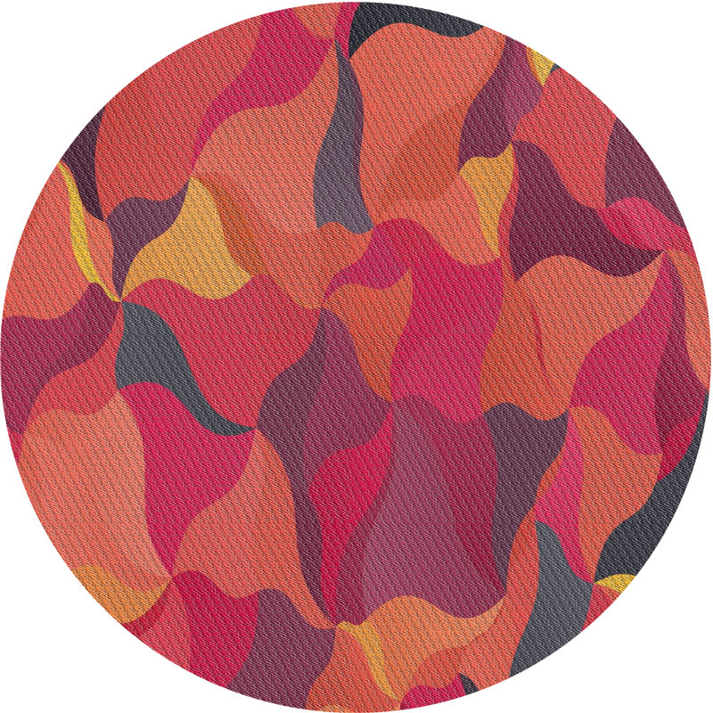 Tapis rouge / bleu Power Loom, Rond 3 pi