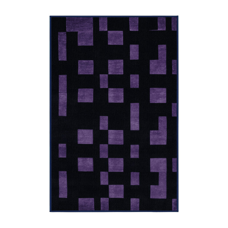 Tapis bleu à carreaux lavable à la machine, Rectangle 2 pi x 3 pi