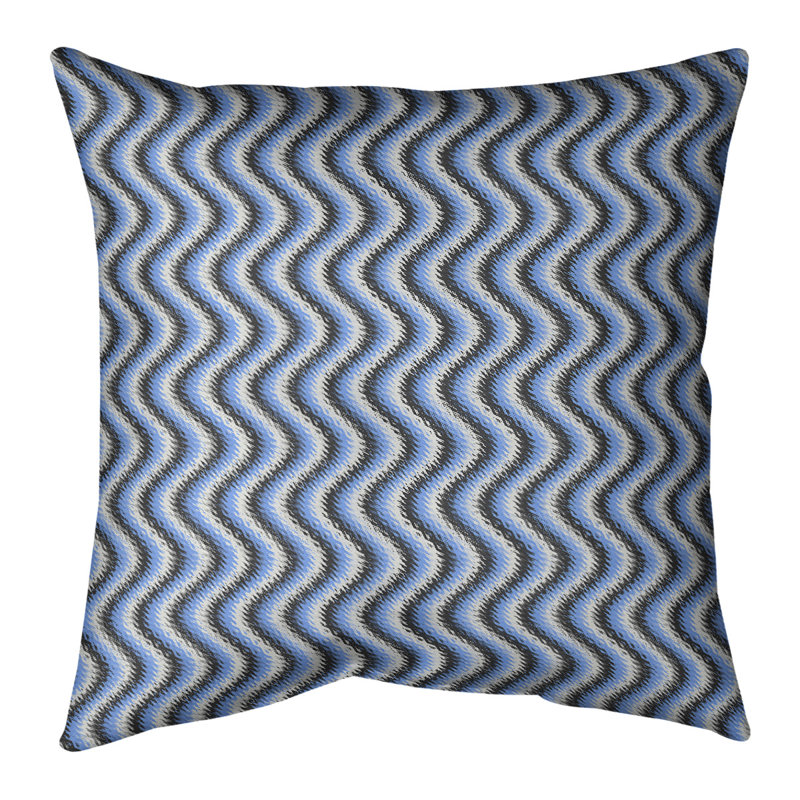 Katelyn Elizabeth Chevron Cotton Throw Pillow, 16" H x 16" W, No Fill, Black/Sky Blue