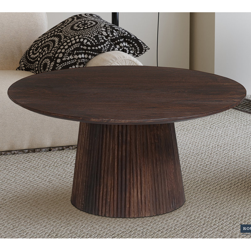 Miguel Solid Wood Coffee Table, 38 cm x 80 cm x 80 cm, Dark Brown