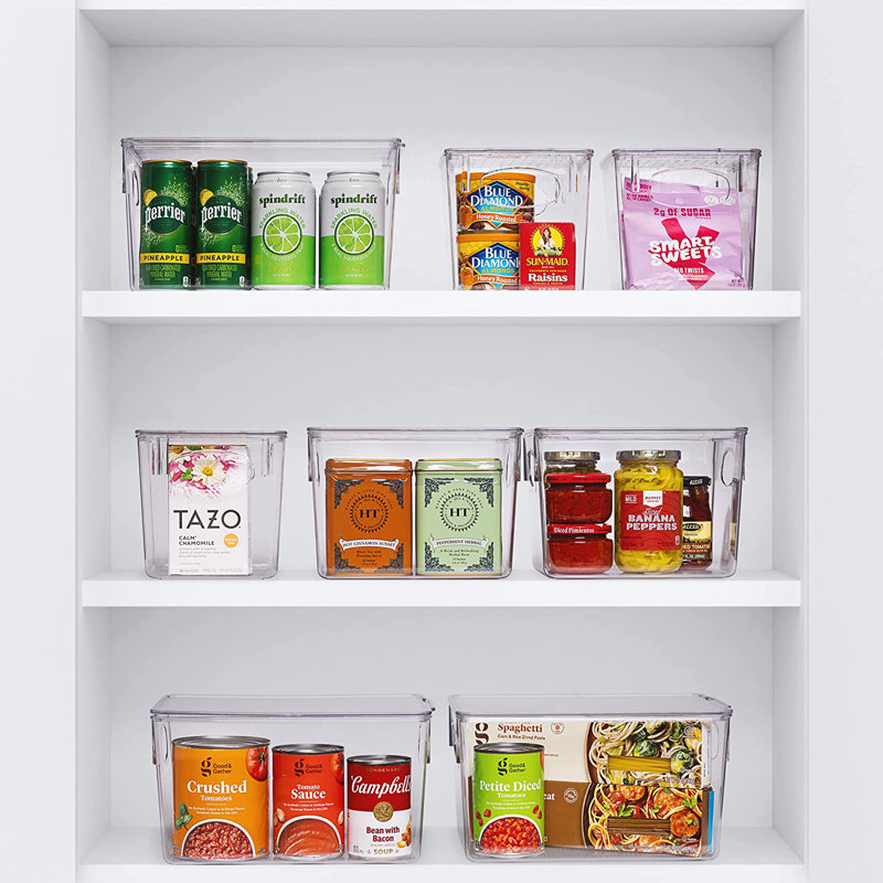 4PK Small Square Fridge Bin With Handle