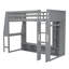 Lit mezzanine en bois avec bureau, étagères à rangement multiples, DEL et portemanteau suspendu-112706959