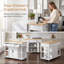 Îlot de cuisine blanc de 47 pouces avec table de salle à manger extensible et prise de courant