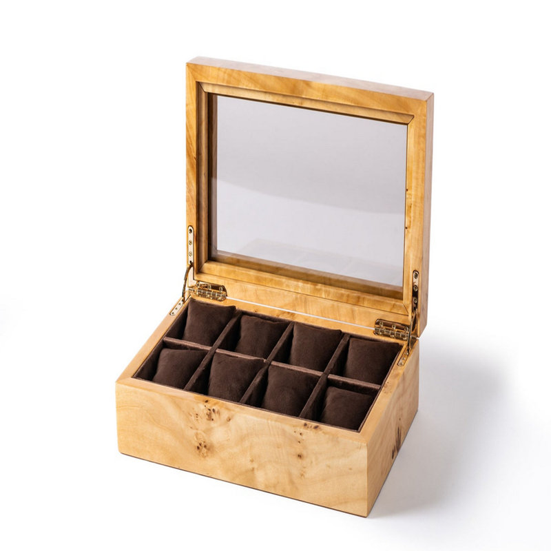 Boîte à montre en bois Mapa Pearl, grand porte-montre, boîtier en bois, rangement pour montre