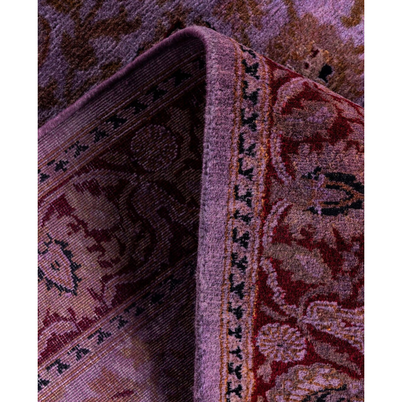 Overdyed Hand-Knotted Wool Modern-Contemporary Purple Runner 2' 5" x 17' 10"