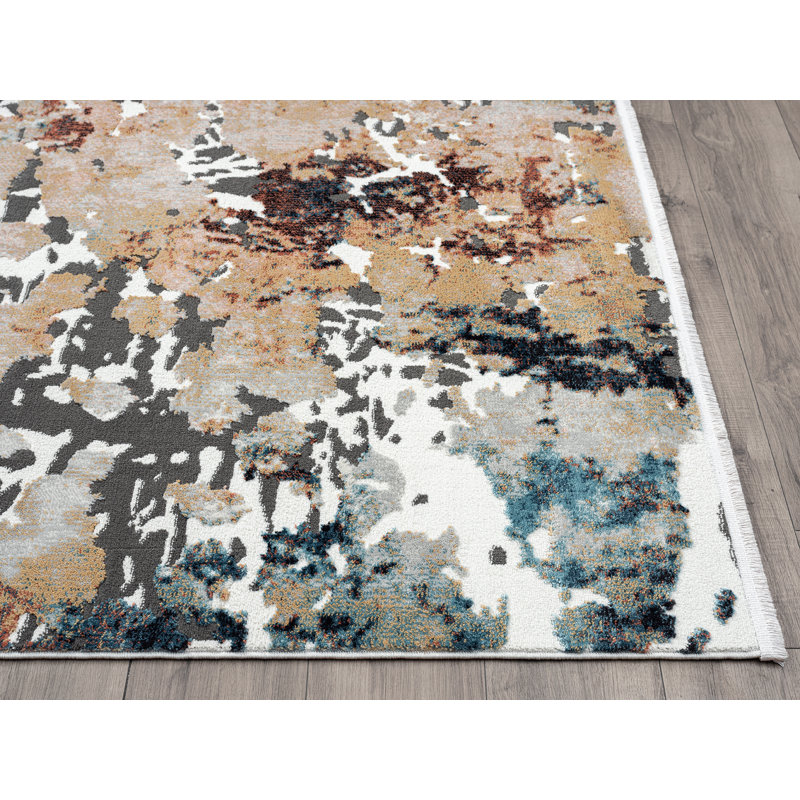 Tapis brun à motif abstrait Rian, Rectangle 2 pi x 3 pi