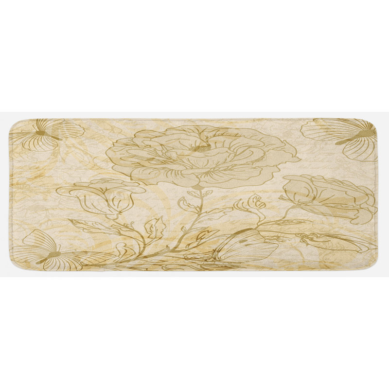 Cottage / Country Floral Polyester Kitchen Mat