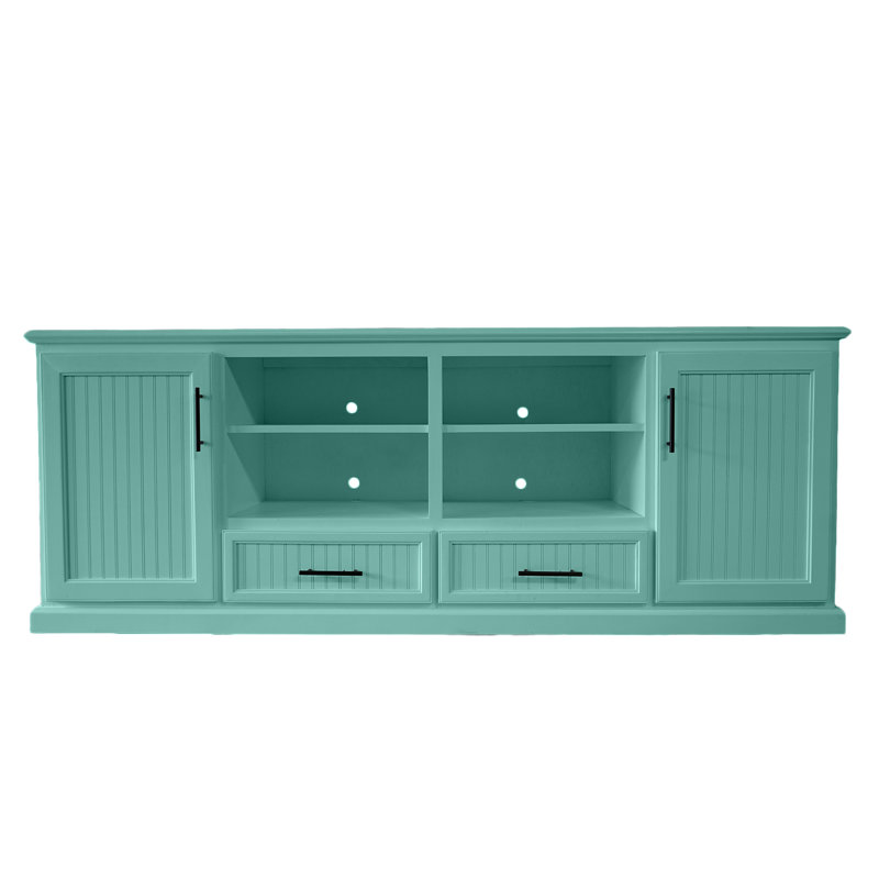 Crédence de rangement une pièce en bois massif Raynav, Fiesta turquoise, H 34 po x l 70 po x P 17 po