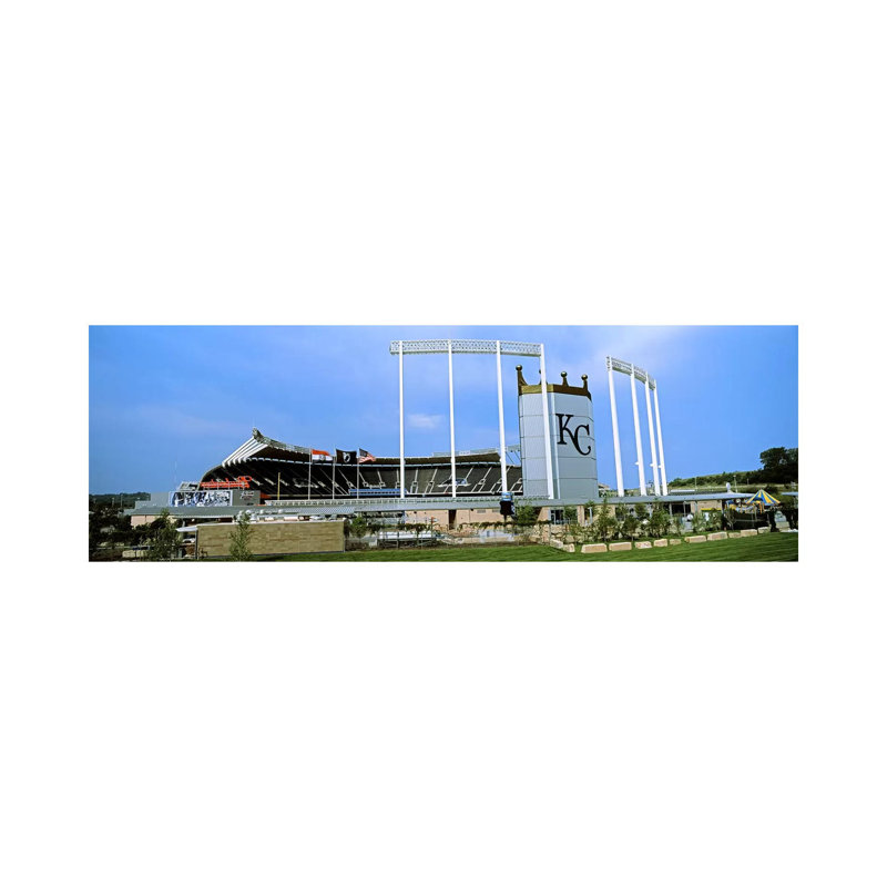Baseball Stadium In A City, Kauffman Stadium, Kansas City, Missouri, USA by Panoramic Images - Wrapped Canvas Panoramic Print