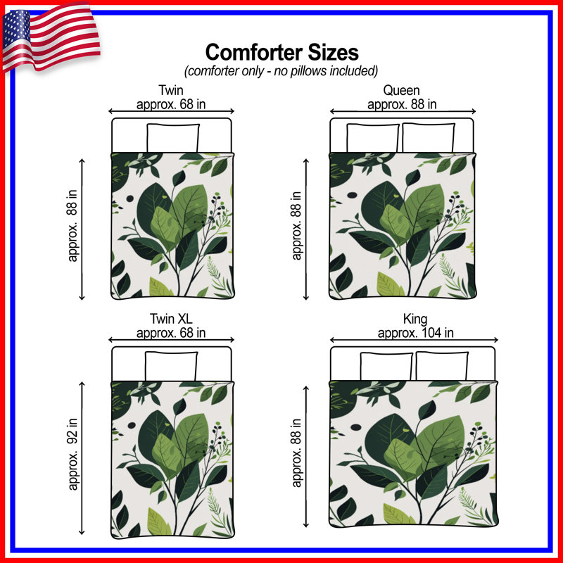 Leaves Bedding Nature Comforter Modern, Twin Extra Long