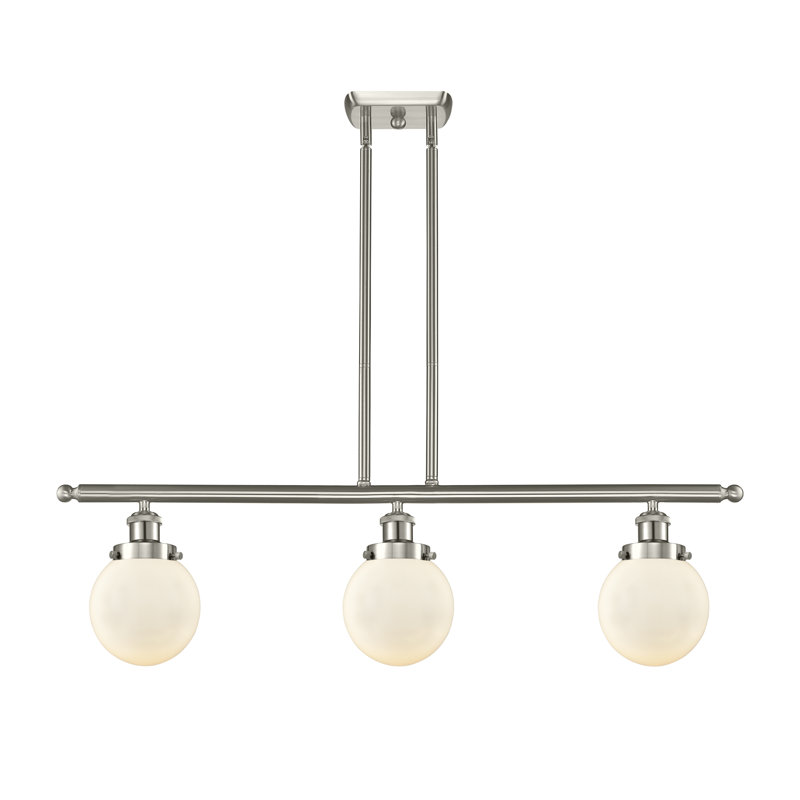 Chippewa 3 - Light Kitchen Island Pendant, Frosted, No Bulb Included, Brushed Satin Nickel
