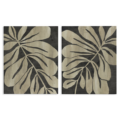 Rustic Curved Leaves 2pc Canvas Set, design by June Erica Vess