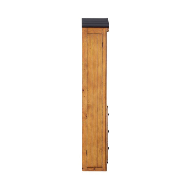 Bibliothèque 3 tiroirs avec armoire Sartain, Chêne rustique