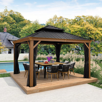 Pavillon de jardin en aluminium mauve avec filet