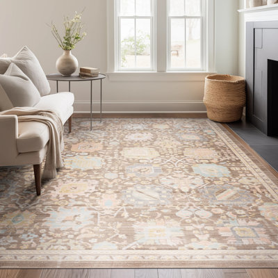 Alyssa Traditional Oriental Brown Polyester Area Rug