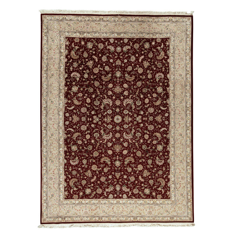 Hand Knotted Area Rug in Wine And Taupe