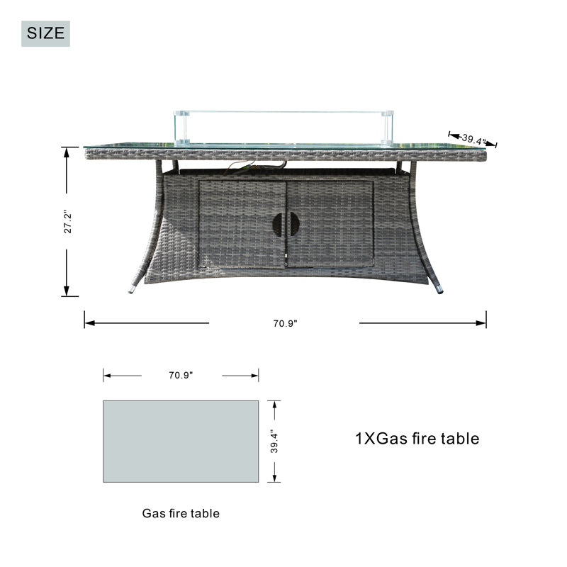 Ardala 6 - Person Wicker Patio Dining Set with Rectangular Table , Cushions Included, Gray