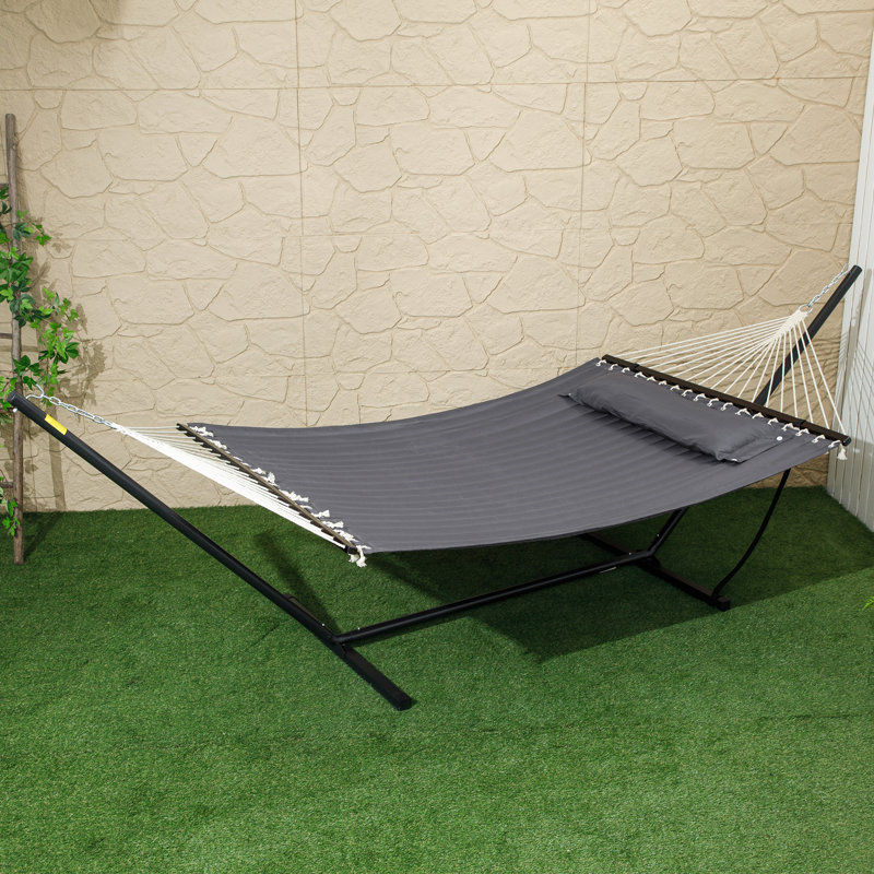 Hamac double matelassé avec support et coussin 2 personnes