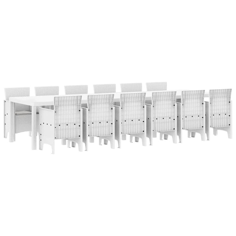 VidaXL White Poly Rattan Garden Dining Set