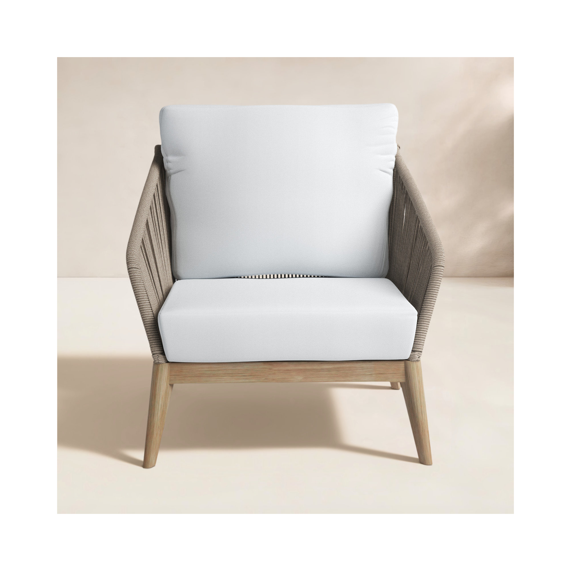 Bowery Acacia Outdoor Lounge Chair, Beige
