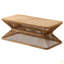 Table basse de style Mid-Century moderne, table d'appoint rectangulaire en bois 43,3 po avec base en bambou tissé - Table basse rustique Boho