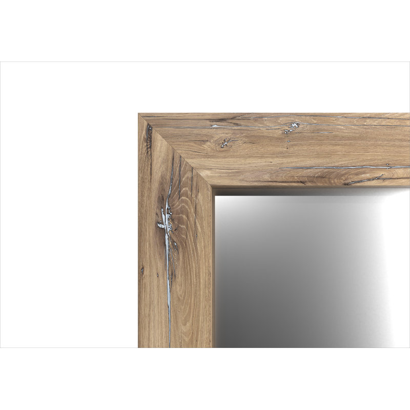 Jarel Wood Flat Wall Mirror, 148cm H x 60cm W, Medium Brown/Silver