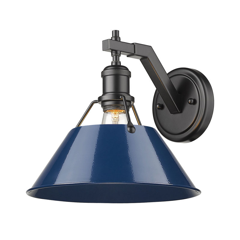 Weatherford Armed Sconce, Navy Blue, Matte Black
