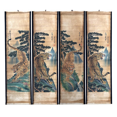 4-Piece Large Chinese Classic Art Wall Scroll Paintings For Room Decor