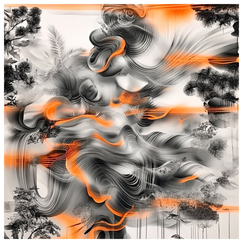 Housse de couette à motif abstrait, Housse de couette pour très grand lit, Orange abstrait