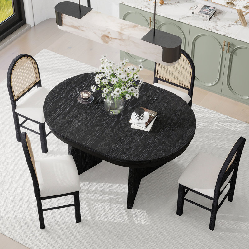 5-Piece Retro Functional Dining Set, 1 Extendable Table With a 16-Inch Leaf, Espresso, Espresso Duplicate