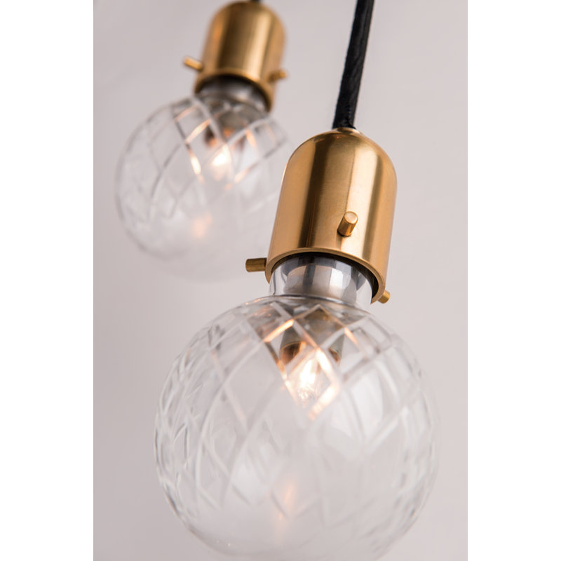 Luminaire suspendu pour grappe 3 lumières Marlow, Laiton vieilli