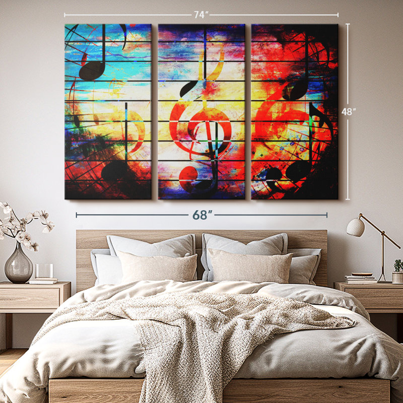 «Abstract Music Grunge», reproduction sur toile, H 48 po x l 74 po x P 1,25 po
