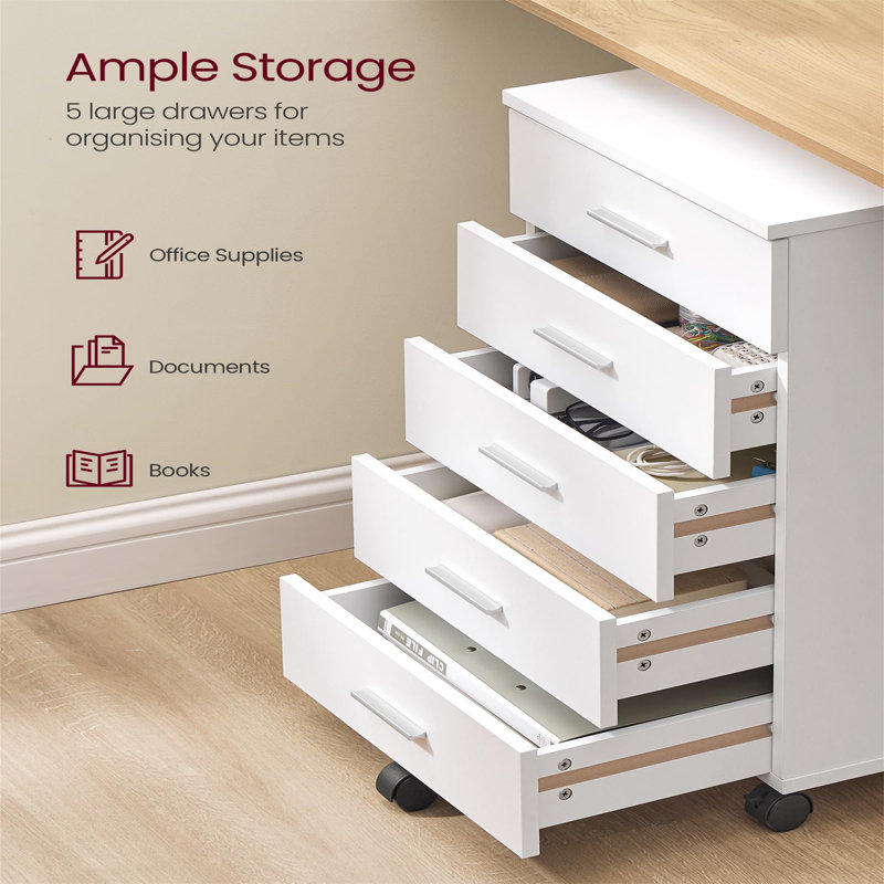 42cm Wide 5 -Drawer Mobile File Cabinet