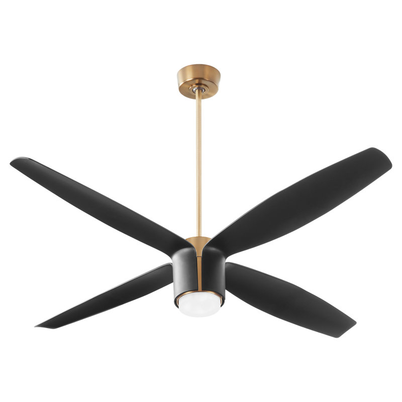 Keston 60'' Ceiling Fan with LED Lights, Gold/Black