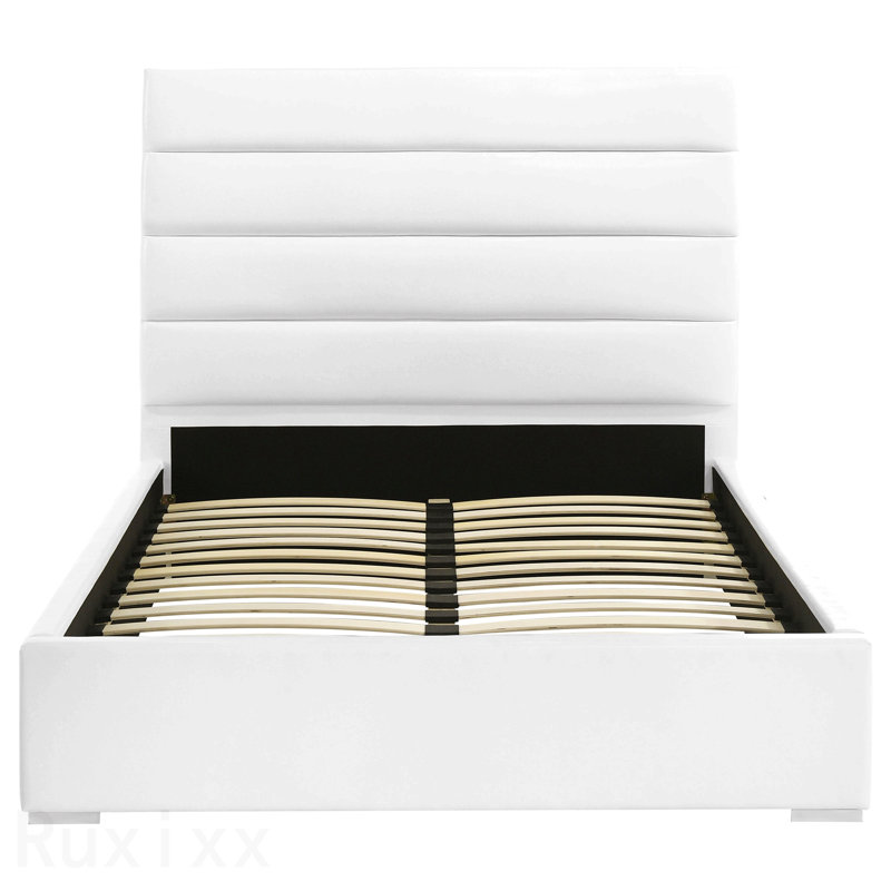 Lit plateforme double tapissier blanc Dulcey, Full
