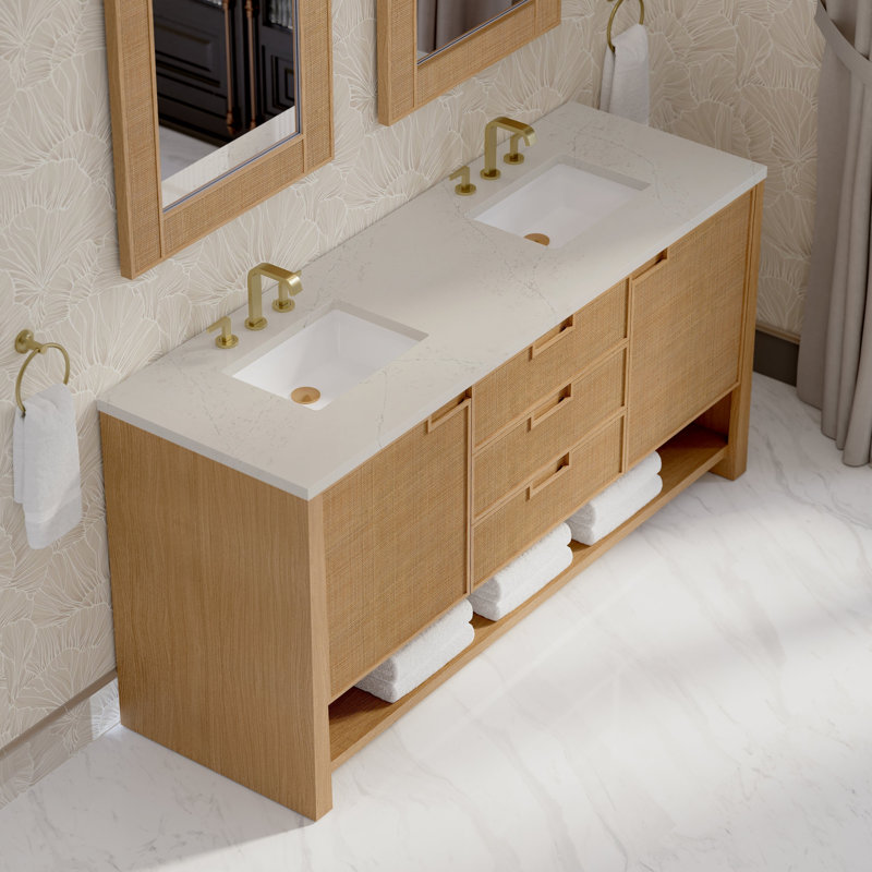 Solene 72'' Double Bathroom Vanity with Top, Eternal Marfil, Widespread