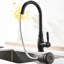 Robinet de cuisine noir avec bec rétractable - Style moderne, poignée simple pour une utilisation facile et utilisation polyvalente de l'eau.