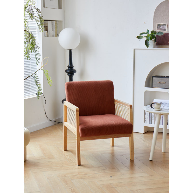 Chai en bois et canne Carlphinz, Tissu rouge