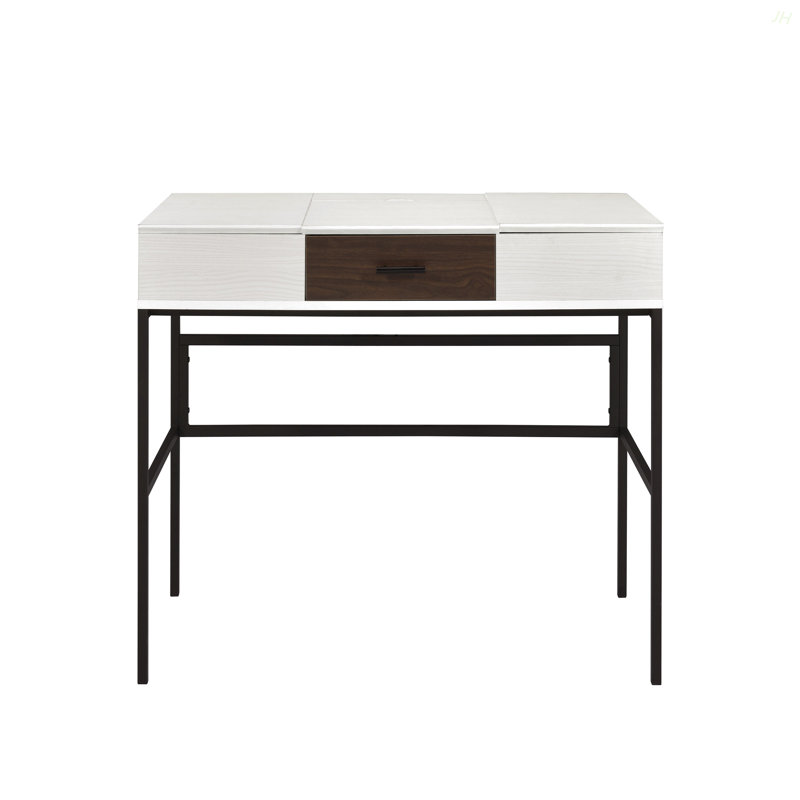 Verster Natural & Black Finish Writing Desk W/USB, Natural