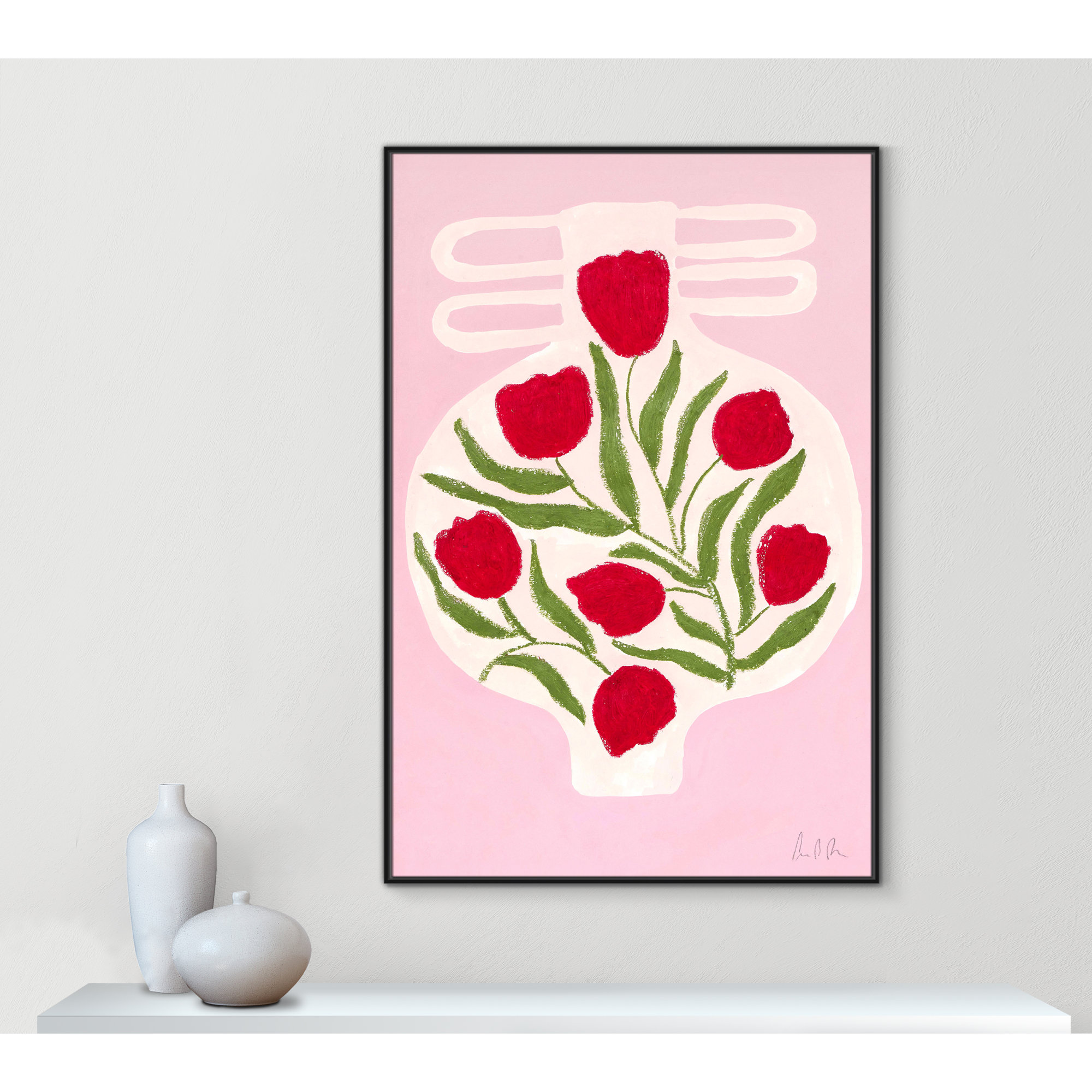 Vase No. 02 Print by Camilla Bergqvist, 61.5" H x 41.5" W, Black