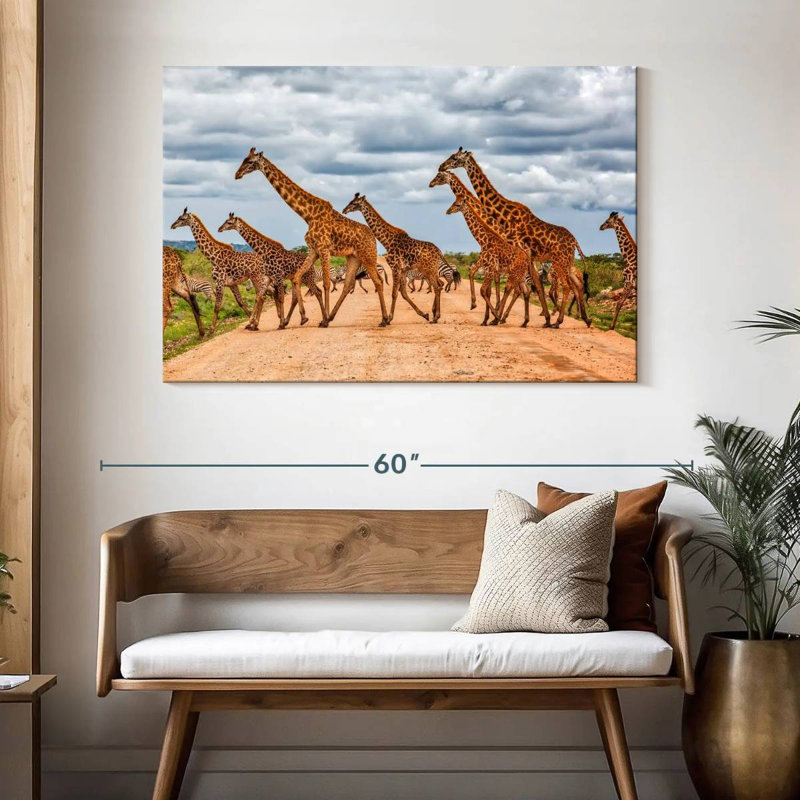 Running Giraffes And Zebras, H 32 po x l 48 po