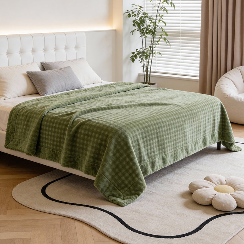 Machine Tufted Throw Blanket, 180cm x 200cm, Green