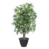 Primrue 4' Artificial Japanese Maple Bush, Brown Plastic Container.