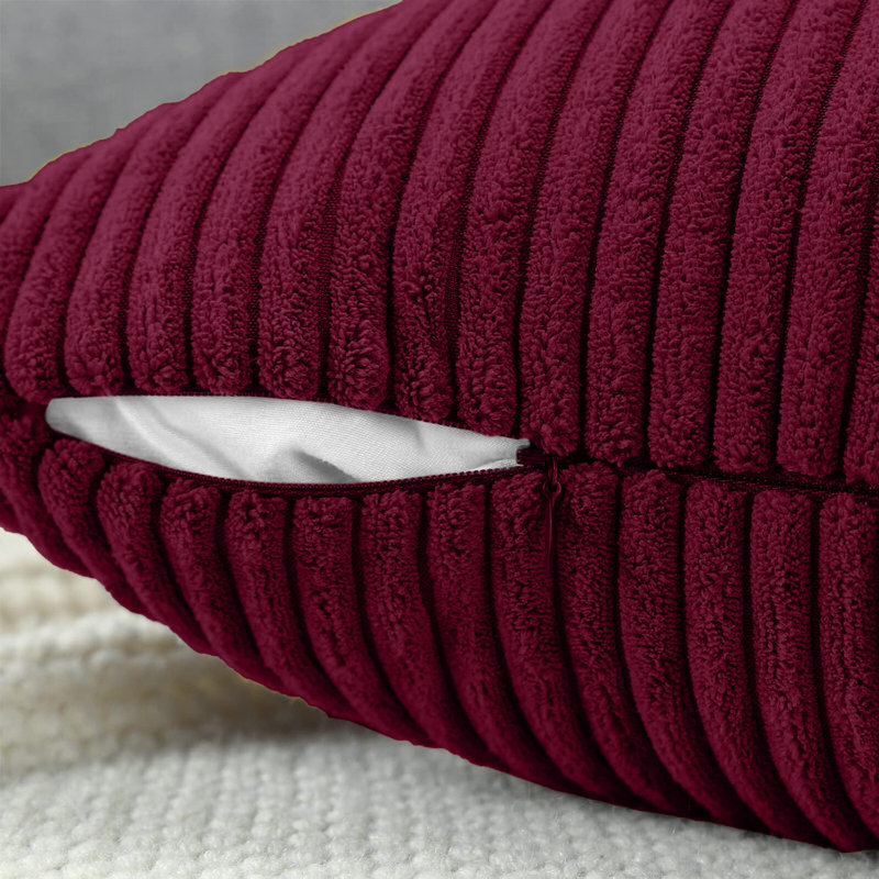 Striped Square Cushion, Red
